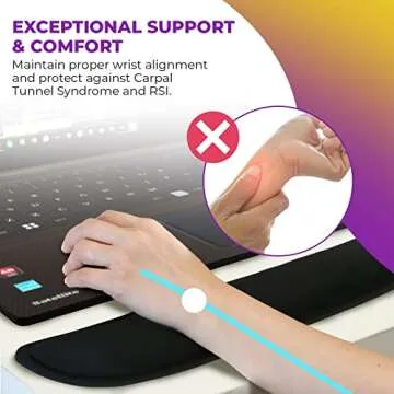 4pc Premium Wrist Rests for Keyboard and Mouse Pad Set - Memory Foam Cushion, Black - Ergonomic Wrists Hand Arm Rest Support for Laptop Computer Desk and Gaming - Carpal Tunnel Syndrome Relief