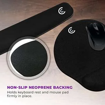 4pc Premium Wrist Rests for Keyboard and Mouse Pad Set - Memory Foam Cushion, Black - Ergonomic Wrists Hand Arm Rest Support for Laptop Computer Desk and Gaming - Carpal Tunnel Syndrome Relief