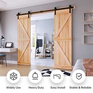 EaseLife 8 FT Double Door Sliding Barn Door Hardware Kit