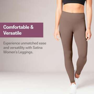SATINA Tan Leggings for Women - High Waisted Light Brown Leggings - Buttery Soft and Comfortable for...