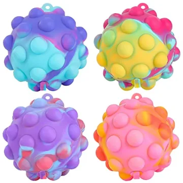4-Pack Inflatable Pop Fidget Ball Toys - Stress Relief & Sensory Fun for All Ages