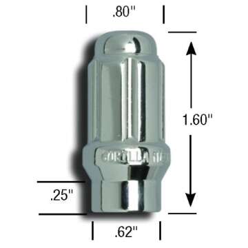 Gorilla Automotive 21133ET Extended Thread Small Diameter Lug Nut Pack of 20 - 12MM x 1.5