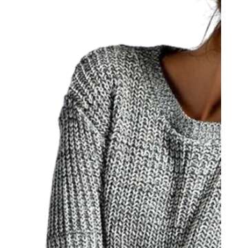 shermie Women's Cute Heart Pattern Elbow Patchwork Knitted Sweaters Long Sleeve Crew Neck Casual Pul...