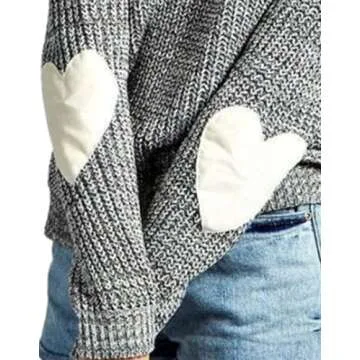 Shermie Women's Cute Heart Pattern Knitted Sweater