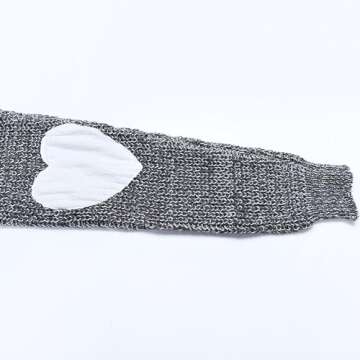 shermie Women's Cute Heart Pattern Elbow Patchwork Knitted Sweaters Long Sleeve Crew Neck Casual Pullover Medium Thin Gray