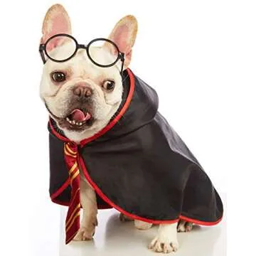 Impoosy Pet Halloween Dog Hoodies Funny Cat Wizard Costume Cute Apparel Soft Shirts Clothes with Glasses (Small,Neck:12")