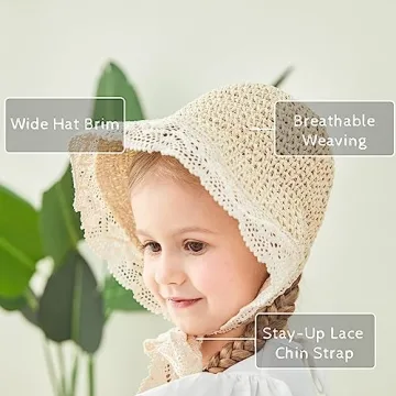 Pureborn Baby Straw Sun Hat for Girls - Stylish & Safe