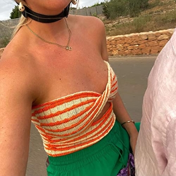 Chic Meladyan Twist Front Striped Crop Top for Women