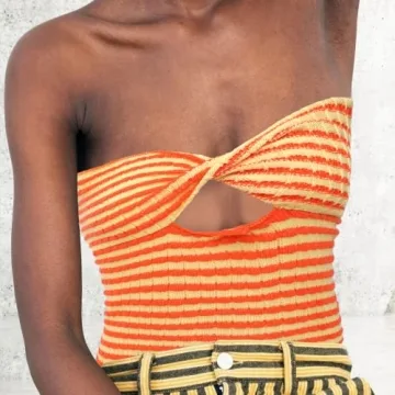 Chic Meladyan Twist Front Striped Crop Top for Women