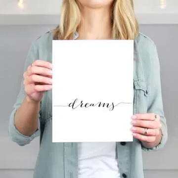 Sweet Dreams Wall Art Prints (Set of 2) - Unframed - 8x10 | Calligraphy | Elegant Calligraphy Design | Perfect for Nursery or Bedroom Décor | Living Room Décor | Farmhouse Wall Décor | Wall Art Set