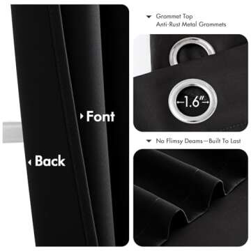MIULEE Black Blackout Curtains for Bedroom Living Room 84 Inches Long 2 Panels, Thermal Insulated Room Darkening Drapes Solid Grommet Top Noise Reduction Light Blocking Window Treatments 40x84 Inch