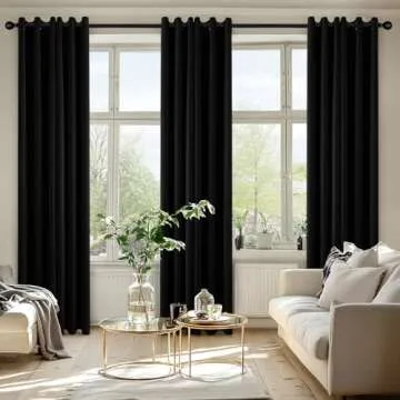MIULEE Black Blackout Curtains for Bedroom Living Room 84 Inches Long 2 Panels, Thermal Insulated Room Darkening Drapes Solid Grommet Top Noise Reduction Light Blocking Window Treatments 40x84 Inch