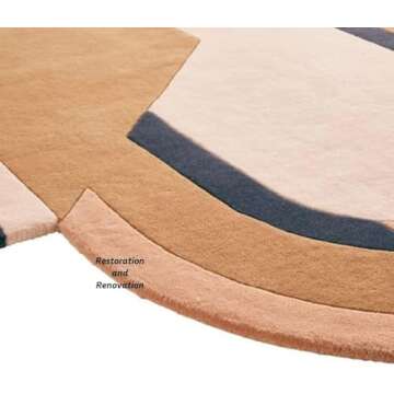 Restoration and Renovation Modern Irregular Shape Wool Area Rug | Geometric Pattern, Hand-Tufted with 100% Wool | Perfect for Living Room, Bedroom & Home Decor (Multi 1, 5' x 5')