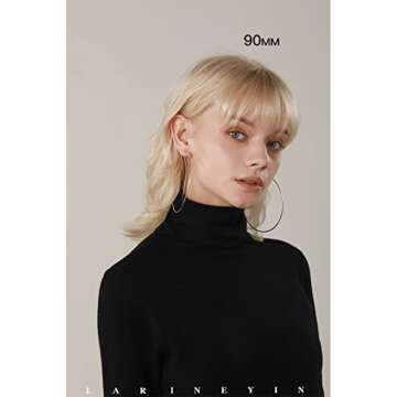 Sterling Silver 925 Large Hoop Earrings Circle Endless Basketball Huggie Hoops Round Earring 40/50/6...