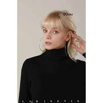 Sterling Silver 925 Large Hoop Earrings Circle Endless Basketball Huggie Hoops Round Earring 40/50/60/70mm Gifts for Women Girls (90mm)