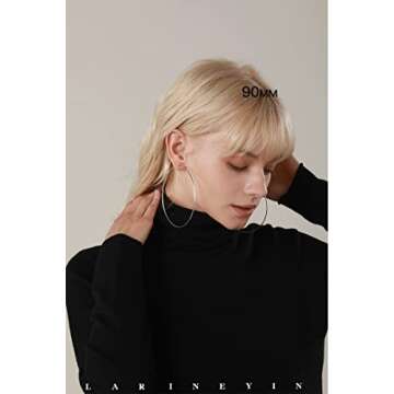 Sterling Silver 925 Large Hoop Earrings Circle Endless Basketball Huggie Hoops Round Earring 40/50/60/70mm Gifts for Women Girls (90mm)