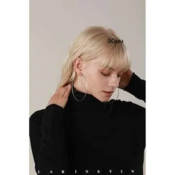 Sterling Silver 925 Large Hoop Earrings Circle Endless Basketball Huggie Hoops Round Earring 40/50/60/70mm Gifts for Women Girls (90mm)