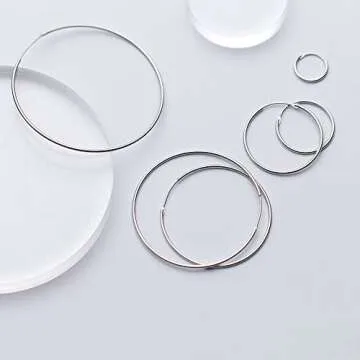 Sterling Silver 925 Large Hoop Earrings Circle Endless Basketball Huggie Hoops Round Earring 40/50/60/70mm Gifts for Women Girls (90mm)