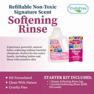 Truly Free TF Scented Rinse SR| Safe for Babies & Kids with Sensitive Skin | Plant-Based | Include 1 Refillable 50oz Bottle with Measuring Cap| Signature Wash Scented (50 Loads)