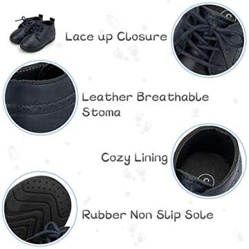 ohsofy Infant Baby Boy Oxford Shoes PU Leather Loafers Rubber and Soft Sole Wedding Dress Shoes Toddler Girl Baby Walking Shoes