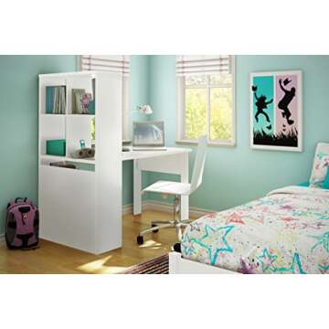 South Shore Pure White Work Table and Storage Combo