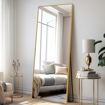 65x22 Gold Aluminum Alloy Full Length Floor Mirror by NeuType