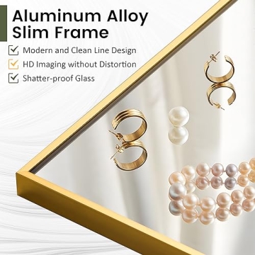 65x22 Gold Aluminum Alloy Full Length Floor Mirror by NeuType