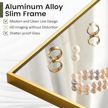 65x22 Gold Aluminum Alloy Full Length Floor Mirror by NeuType