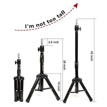 Lihui Wig Stand Tripod Wig Head Stand Mannequin Head Stand, Adjustable Mannequin Stand Tripod Wig Stand For Styling