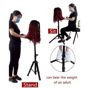 Lihui Wig Stand Tripod Wig Head Stand Mannequin Head Stand, Adjustable Mannequin Stand Tripod Wig Stand For Styling