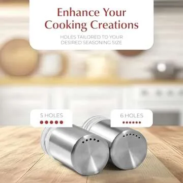 Salt and Pepper Shakers with Holder - Elegant Stainless Steel Salt Shaker and Pepper Shaker Set with Acrylic Holder for Kitchen Counter or Restaurant Table