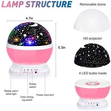 SUNNEST Night Light for Kids,Kids Night Light, Star Night Light, Nebula Star Projector 360 Degree Rotation Moon Star Projector - 4 LED Bulbs 8 Light Color Changing with USB Cable
