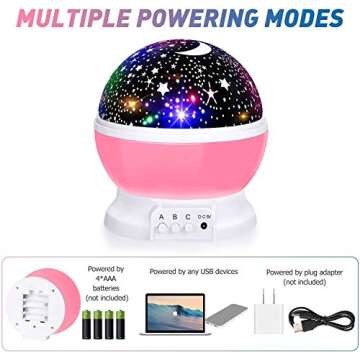 SUNNEST Night Light for Kids,Kids Night Light, Star Night Light, Nebula Star Projector 360 Degree Rotation Moon Star Projector - 4 LED Bulbs 8 Light Color Changing with USB Cable