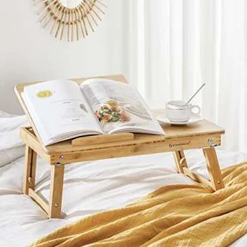 SONGMICS Bamboo Laptop Desk - A Versatile Bed Tray with Drawer