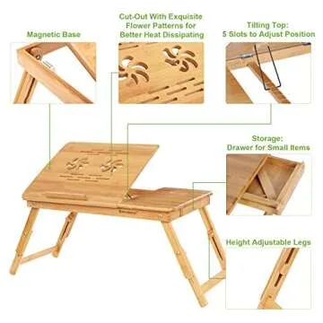 SONGMICS Bamboo Laptop Desk - Stylish Multi-Purpose Tray