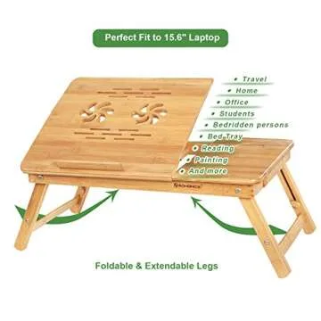 SONGMICS Bamboo Laptop Desk - Stylish Multi-Purpose Tray