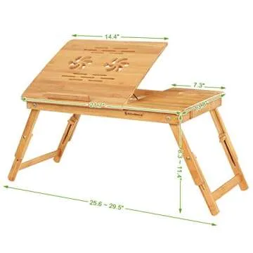 SONGMICS Bamboo Laptop Desk - Stylish Multi-Purpose Tray