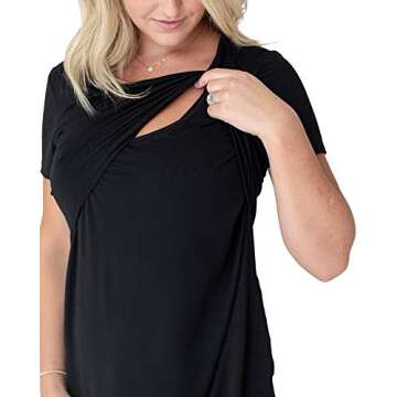 Kindred Bravely Eleanora Ultra Soft Maternity and Nursing Nightgown and Lounge Dress (Black, XX-Large)