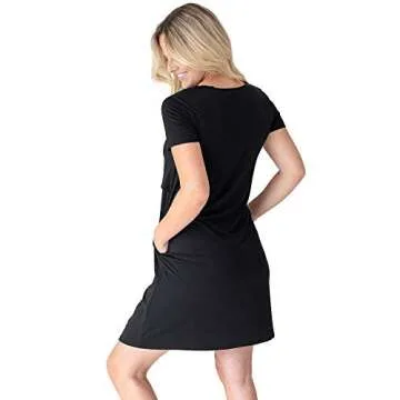 Kindred Bravely Eleanora Ultra Soft Maternity and Nursing Nightgown and Lounge Dress (Black, XX-Large)