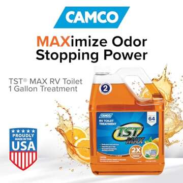 Camco TST MAX Camper/RV Toilet Treatment - Citrus Scent & Odor Control - 1 Gallon (41197)