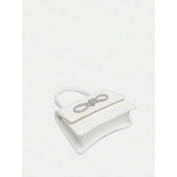 QWINEE Women's Mini Evening Bag Rhinestone Decorated Clutch Purse Prom Bags Sparkle Mini Square Handbags White one-size