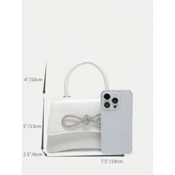 QWINEE Women's Mini Evening Bag Rhinestone Decorated Clutch Purse Prom Bags Sparkle Mini Square Handbags White one-size