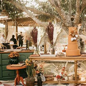 110Pcs Dried Pampas Grass Decor - ALKNOT 20Pcs White Pampas Grass, 20Pcs Brown Pompous Grass, 30Pcs Bunny Tails, 40Pcs Reed Grass, Fluffy Stem Bouquet for Boho Home Wedding Decoration（17.5 Inch）