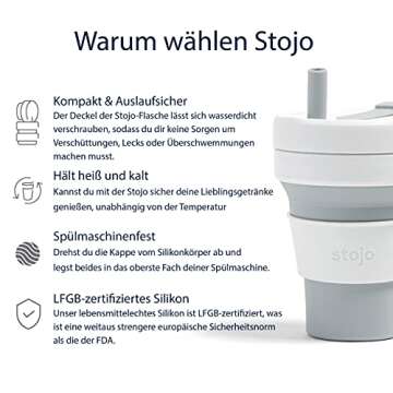 Stojo Collapsible Coffee Cup | Eco-Friendly Reusable Travel Mug – Dove Gray, 16oz