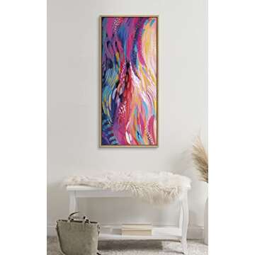 Kate and Laurel Sylvie Brush Strokes 90 Framed Canvas Wall Art by Jessi Raulet of Ettavee, 18x40 Nat...