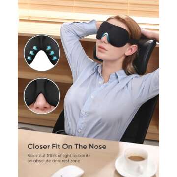 LKY DIGITAL Sleep Mask for Side Sleeper 3 Pack, Blackout 3D Eye Mask for Sleeping, Night Blindfold for Men Women