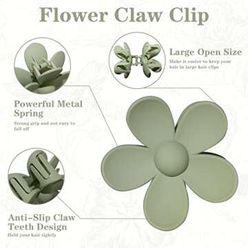 12pcs Large Flower Claw Clips for Thick Thin Curly Hair, Medium Claw Hair Clips Women Cute Matte Small Hair Claw Clips for Thin Fine Hair Girls 3 Style Jaw Clamps(Spring color)