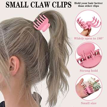 12pcs Large Flower Claw Clips for Thick Thin Curly Hair, Medium Claw Hair Clips Women Cute Matte Small Hair Claw Clips for Thin Fine Hair Girls 3 Style Jaw Clamps(Spring color)