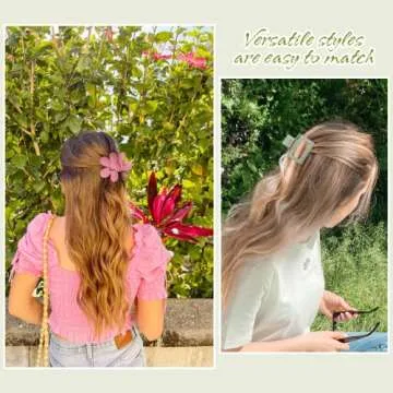 12pcs Large Flower Claw Clips for Thick Thin Curly Hair, Medium Claw Hair Clips Women Cute Matte Small Hair Claw Clips for Thin Fine Hair Girls 3 Style Jaw Clamps(Spring color)