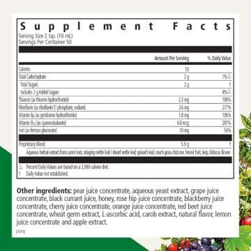 Floradix by Salus Iron & Herbs - Liquid Herbal Supplement for Energy Support - Iron Supplement with Vitamin C & B Complex Vitamins - Liquid Iron Supplement for Men & Women - 17 oz